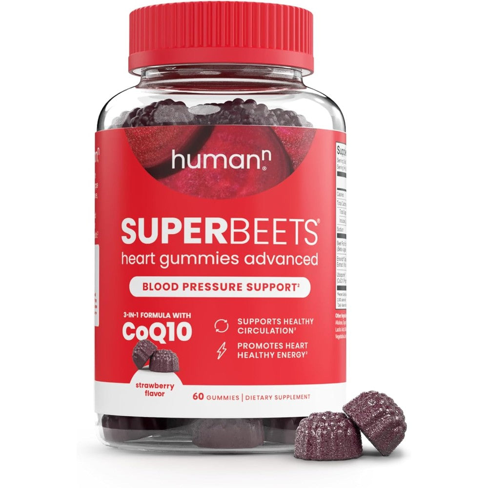 HumanN SuperBeets 3-in-1 Heart Gummies front bottle view