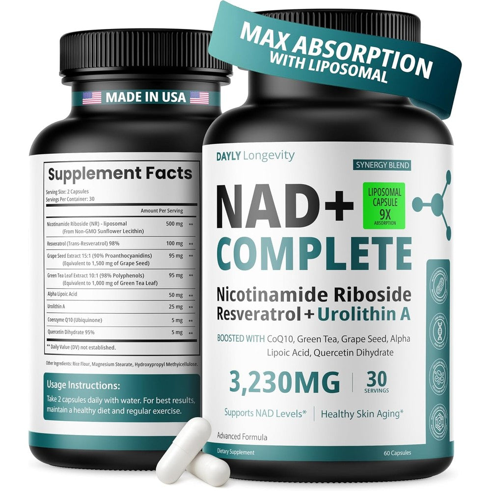 Amazing Nutrition Dayly NAD Complete supplement bottle front view for cellular energy
