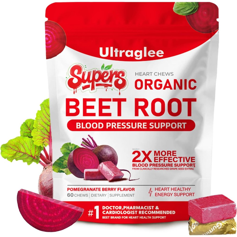 Ultraglee Beetroot Nitric Oxide Support 60 Soft Chews Front View