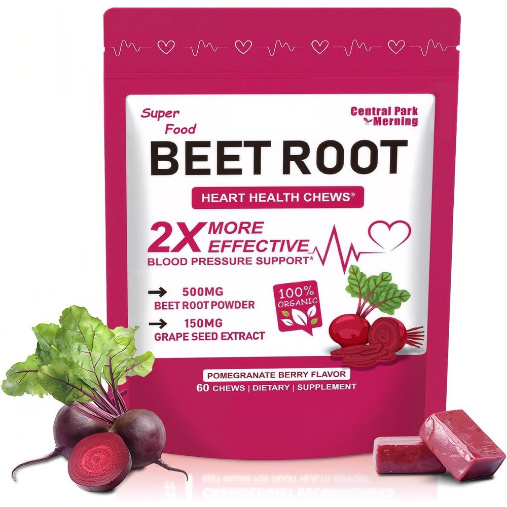 Central Park Morning 2-In-1 Beet Root And Grape Seed Extract Chews front view