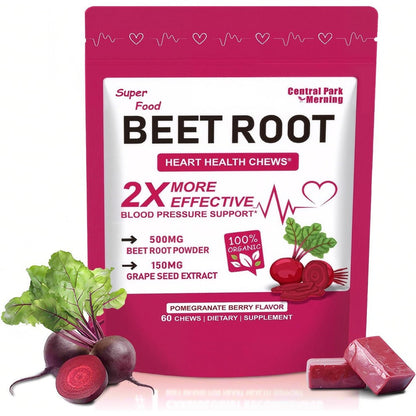 Central Park Morning 2-In-1 Beet Root And Grape Seed Extract Chews front view