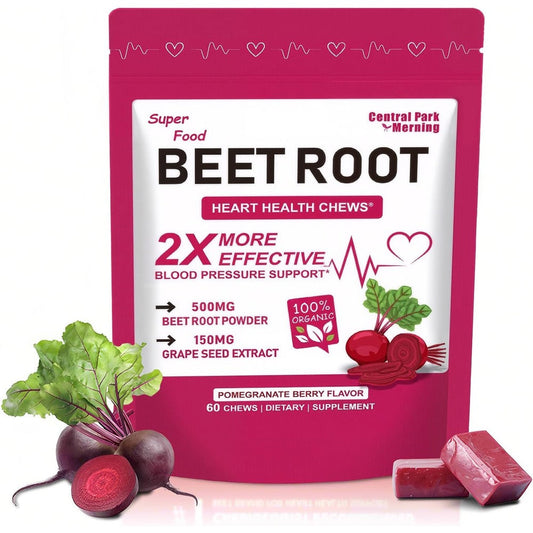 Central Park Morning 2-In-1 Beet Root And Grape Seed Extract Chews front view