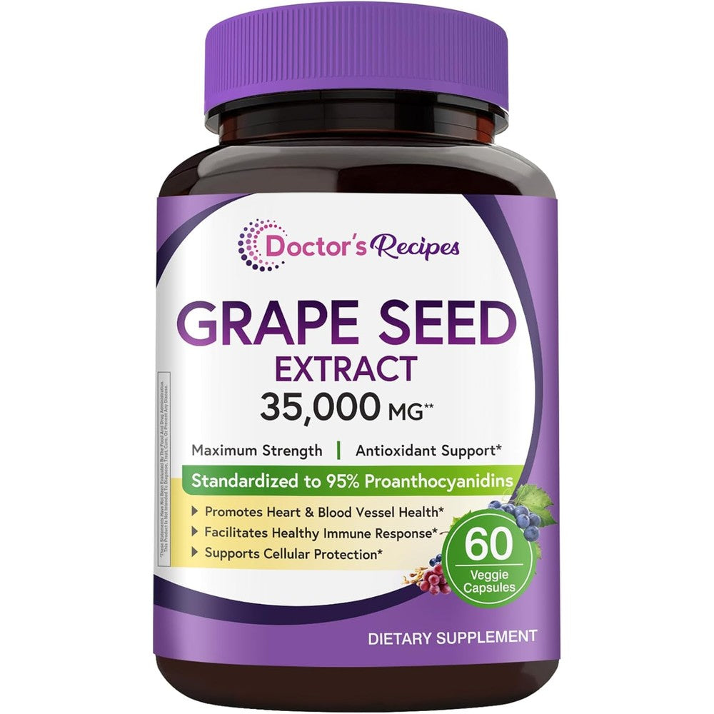 Doctor's Recipes Grape Seed Extract 500mg bottle front view
