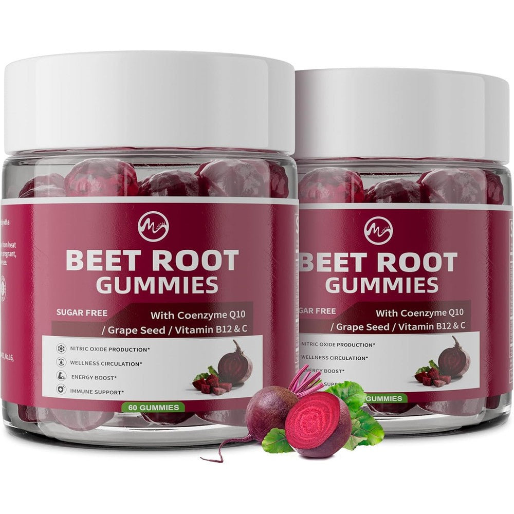 M Inch Beet Root Gummies front bottle view for blood pressure support