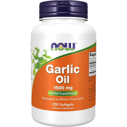 NOW Foods Garlic Oil 1500mg softgels for daily cardiovascular wellness support