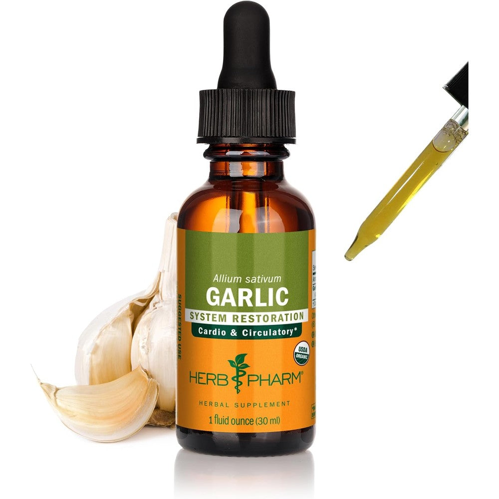 Herb Pharm Certified Organic Garlic Liquid Extract front view for cardiovascular support