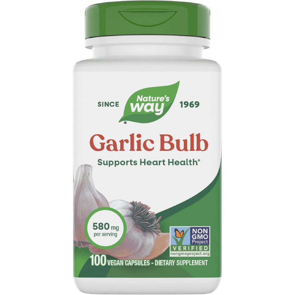 Nature's Way Garlic Bulb 580mg heart health supplement front view