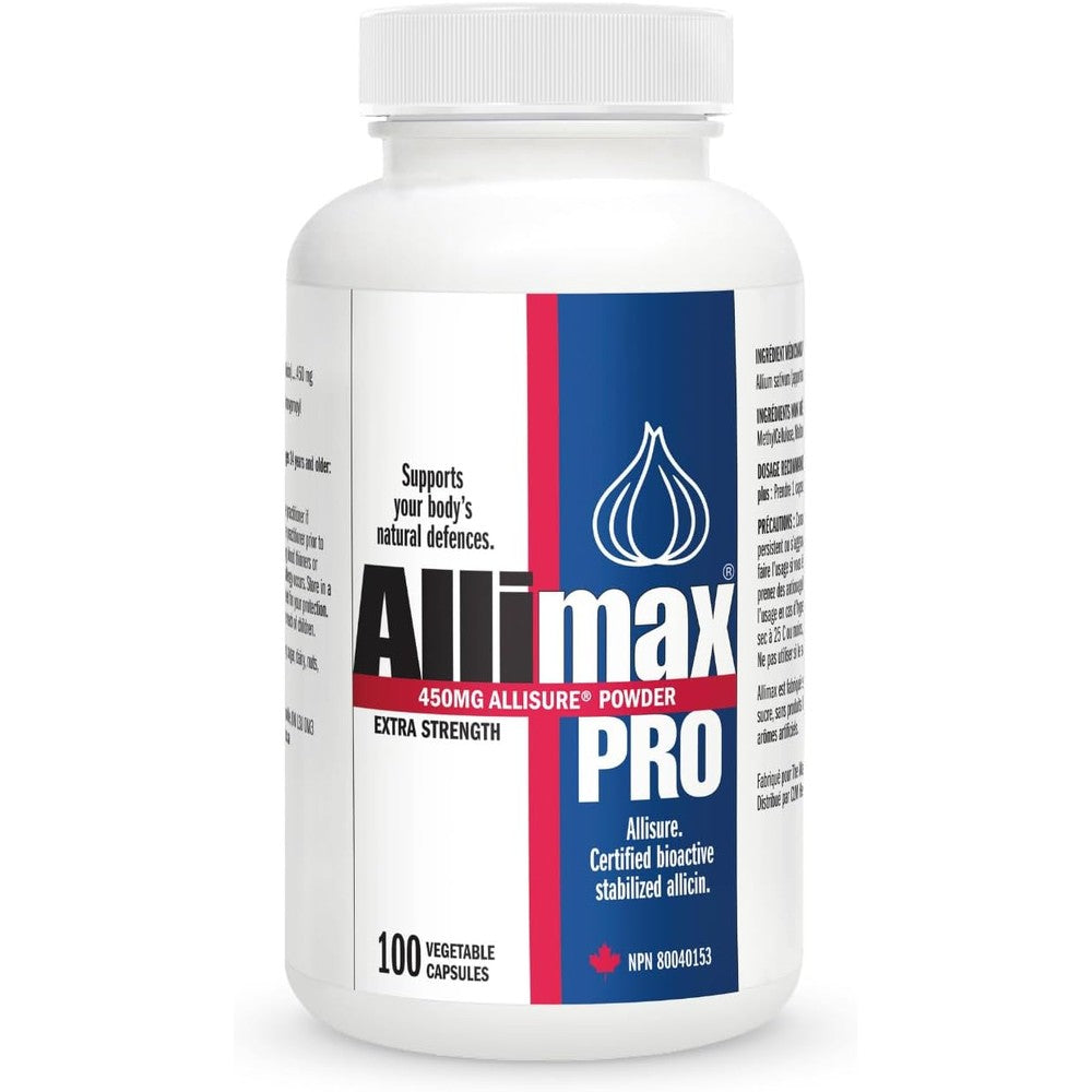 Allimax Pro Practitioner Strength 450mg front view bottle for premium immune support.