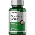 Horbäach Odorless Garlic 3600mg 200 softgels bottle front view for cardiovascular support.