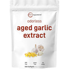 Micro Ingredients Odorless Aged Garlic 300 softgels front view showing organic immune supplement packaging.