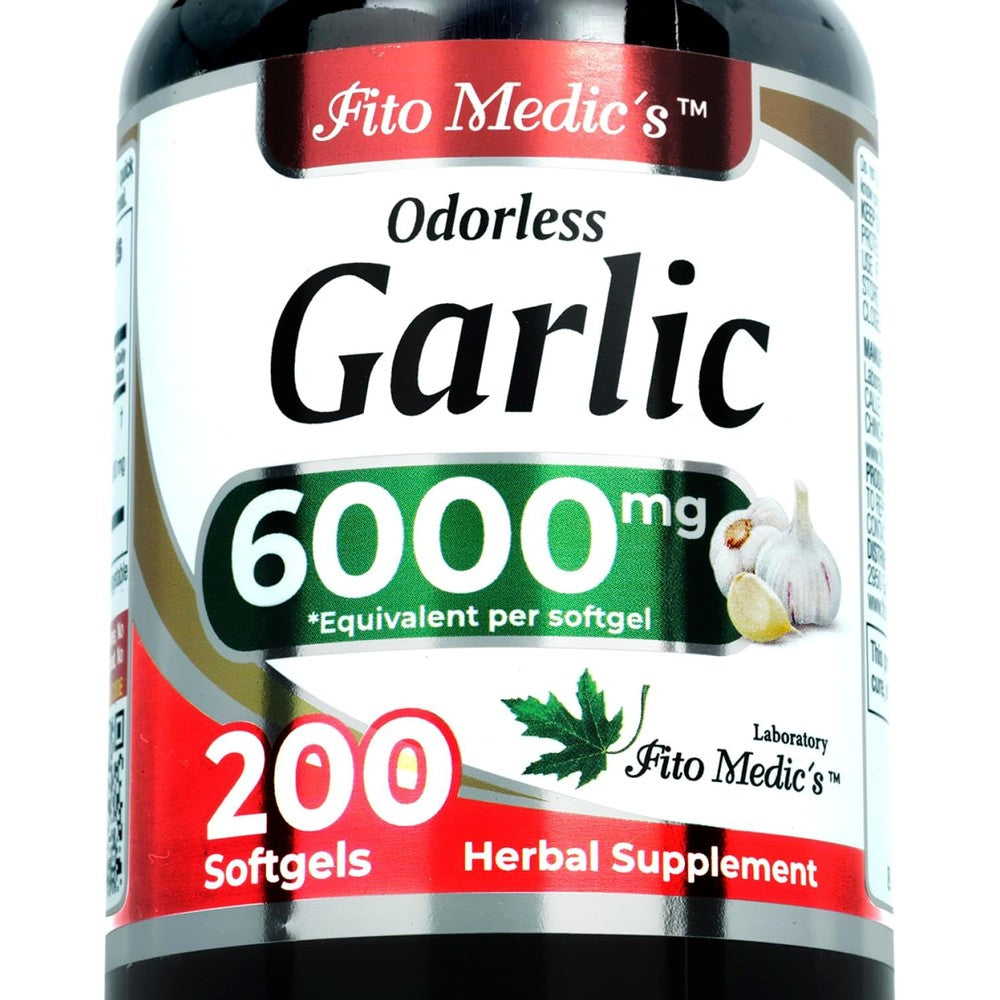 Fito Medics Lab Odorless Garlic Pills 6000mg front view premium wellness supplement India