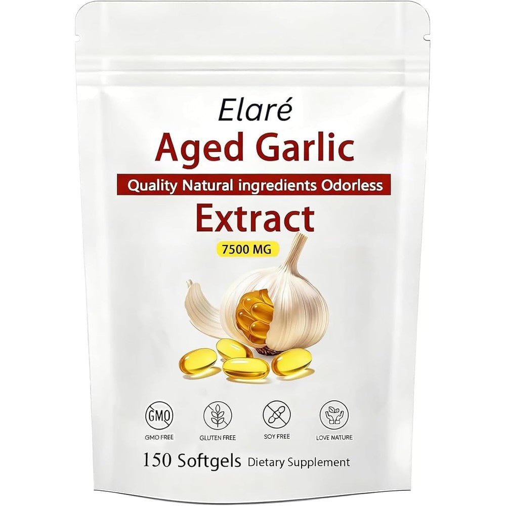 Kymezol Aged Garlic Extract 7500mg 150 softgels front bottle view for heart health supplement