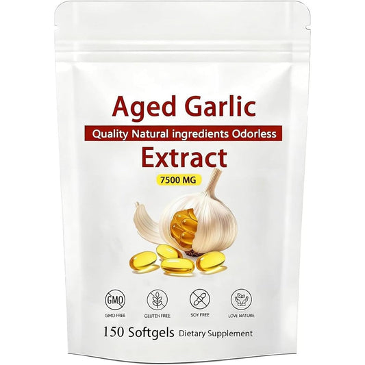BDQBDQ Kymezol Elare Aged Garlic Extract 150 softgels front view bottle for cardiovascular health.