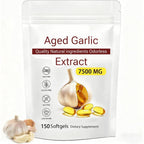 Love Nature Aged Garlic Extract 7500mg 150 softgels front packaging view for heart health support.