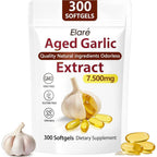 Ylotre Vaairinyi Elare Aged Garlic Extract 300 softgels bottle front view showing health benefits