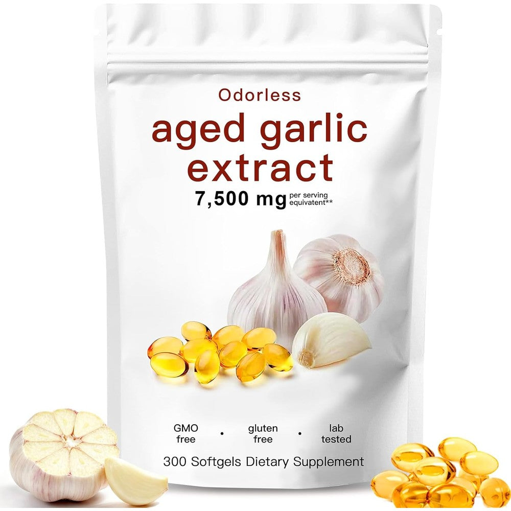 EOQIFJM aged garlic extract 7500mg front view bottle packaging for heart health support