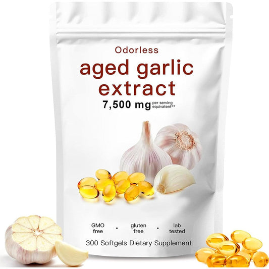 EOQIFJM aged garlic extract 7500mg front view bottle packaging for heart health support