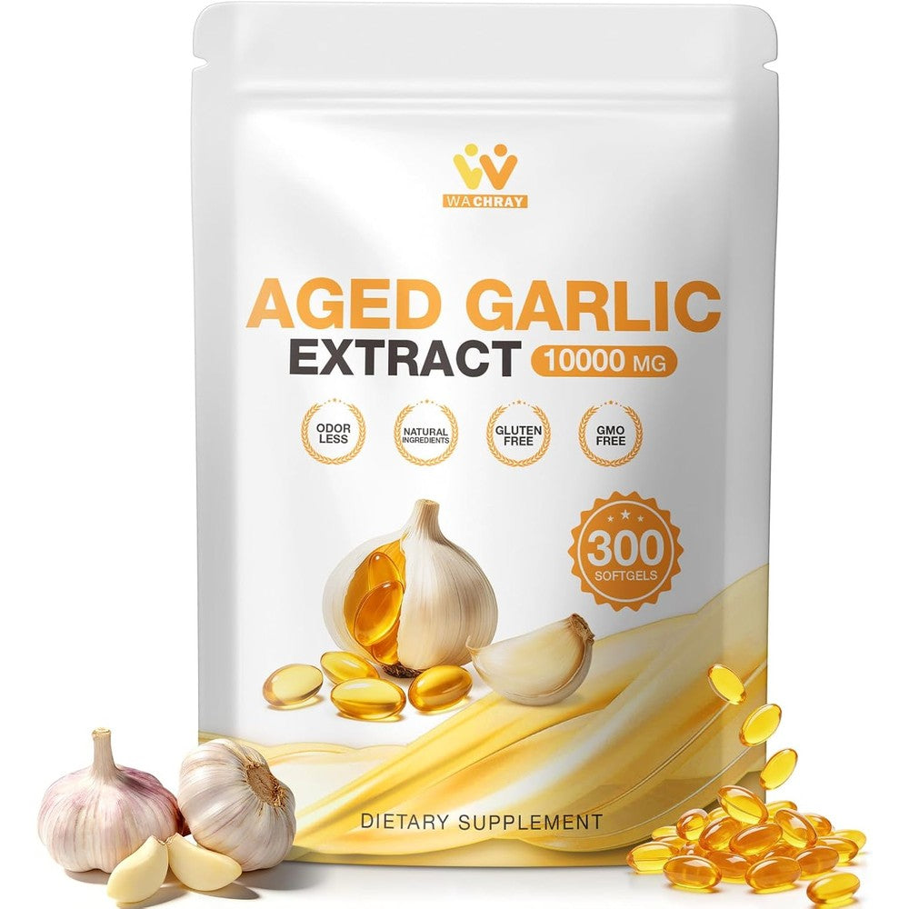 Wachray Aged Garlic Extract 10000mg supplement front bottle view for heart health support