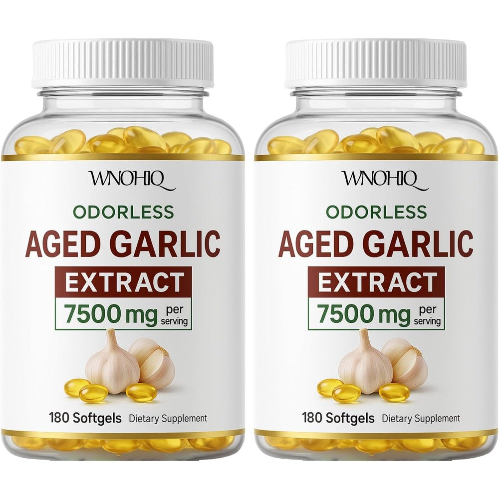 RTQSU Aged Garlic Extract 7500mg front view bottle packaging for immune support.