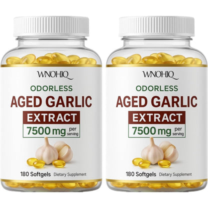 RTQSU Aged Garlic Extract 7500mg front view bottle packaging for immune support.