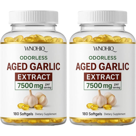 RTQSU Aged Garlic Extract 7500mg front view bottle packaging for immune support.