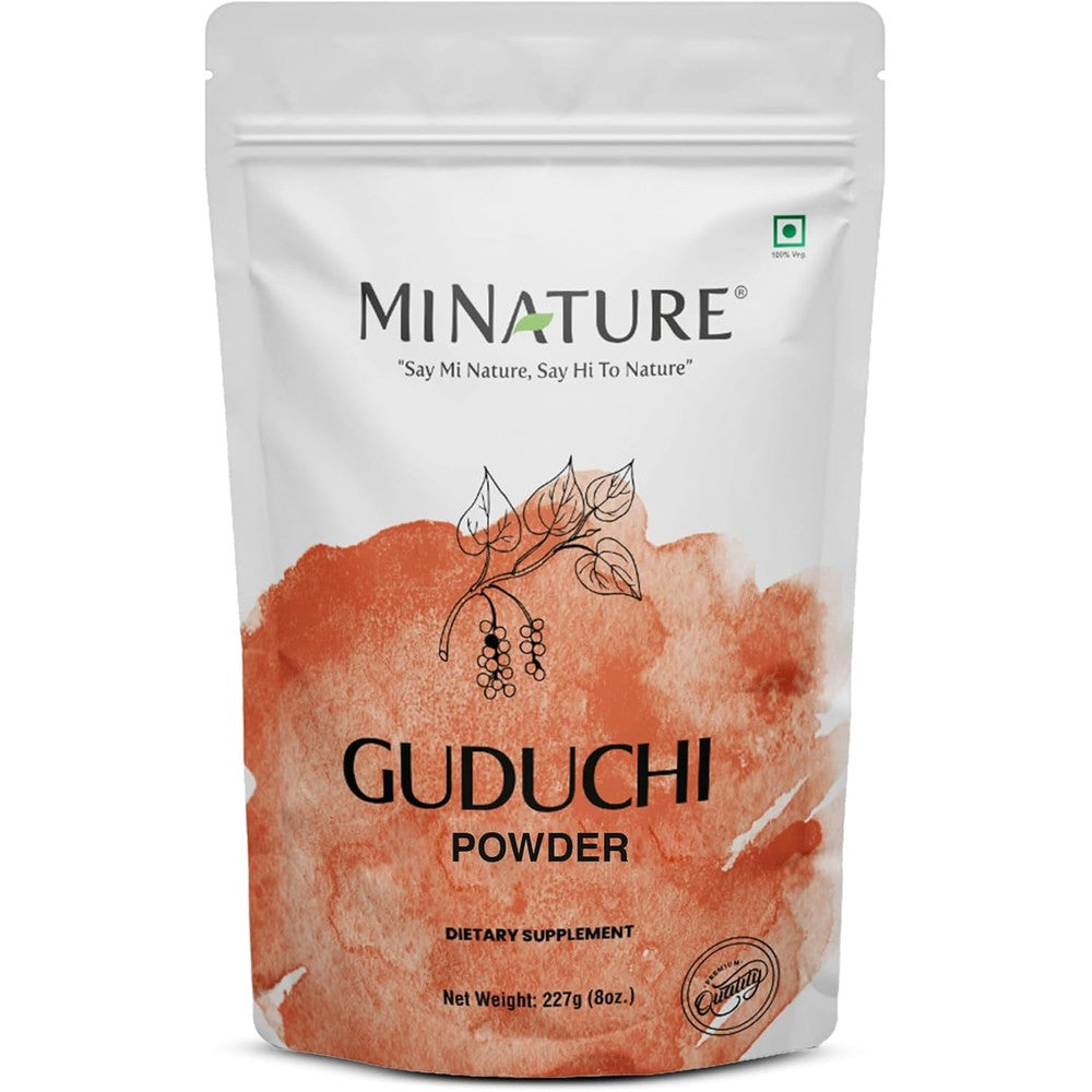 Minature Organic Guduchi Giloy Powder front view of authentic resealable pouch