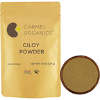 Carmel Organics Ayurvedic Giloy Stem Powder front view packaging for immune support.
