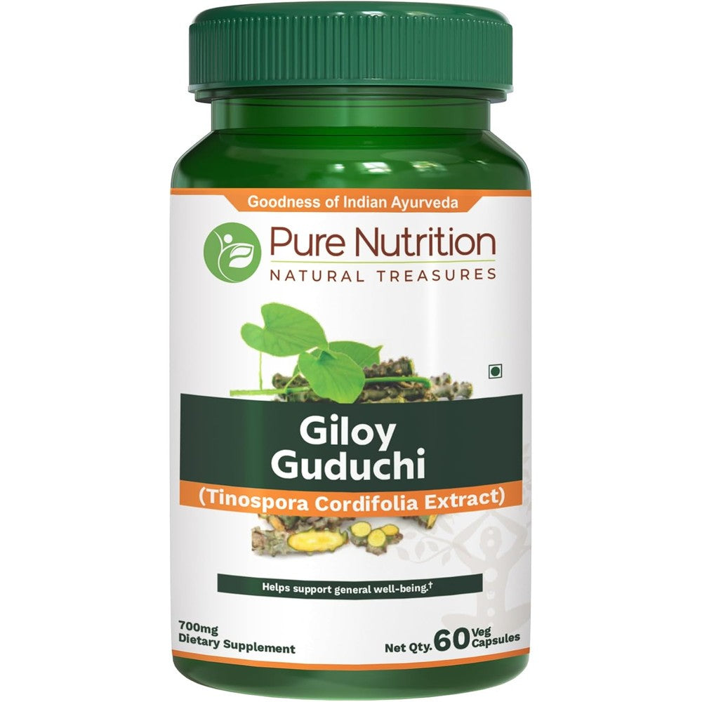 Pure Nutrition Giloy Guduchi Extract 700mg front view bottle for immune support supplement