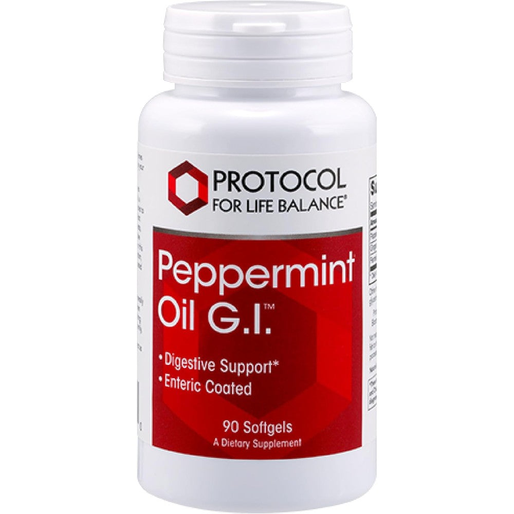 Protocol for Life Balance Peppermint Oil GI 90 softgels front bottle view authentic USA import