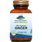 Pure Mountain Botanicals Organic Ginger Root 90 capsules bottle front view showing clean label details.