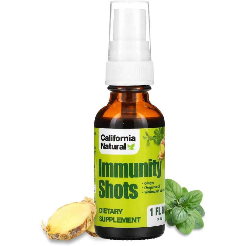 California Natural Immunity Shots front view bottle showing premium organic packaging