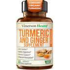 Vimerson Health Turmeric Curcumin with Ginger 60 capsules front view showing premium joint support supplement bottle.