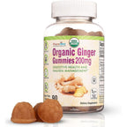 Pharmvista USDA Organic Ginger Gummies ninety count bottle front view showing clean label packaging.