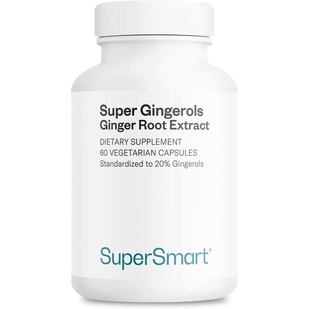 Supersmart Super Gingerols 400mg front bottle view for digestive health support.