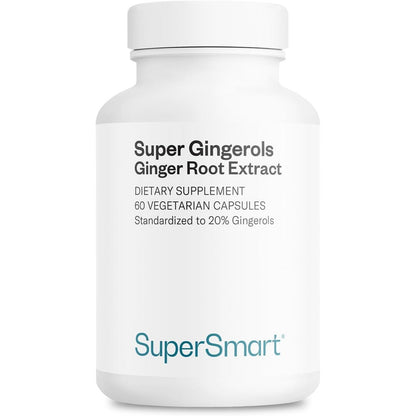 Supersmart Super Gingerols 400mg front bottle view for digestive health support.