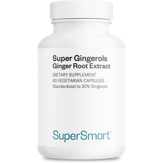 Supersmart Super Gingerols 400mg front bottle view for digestive health support.
