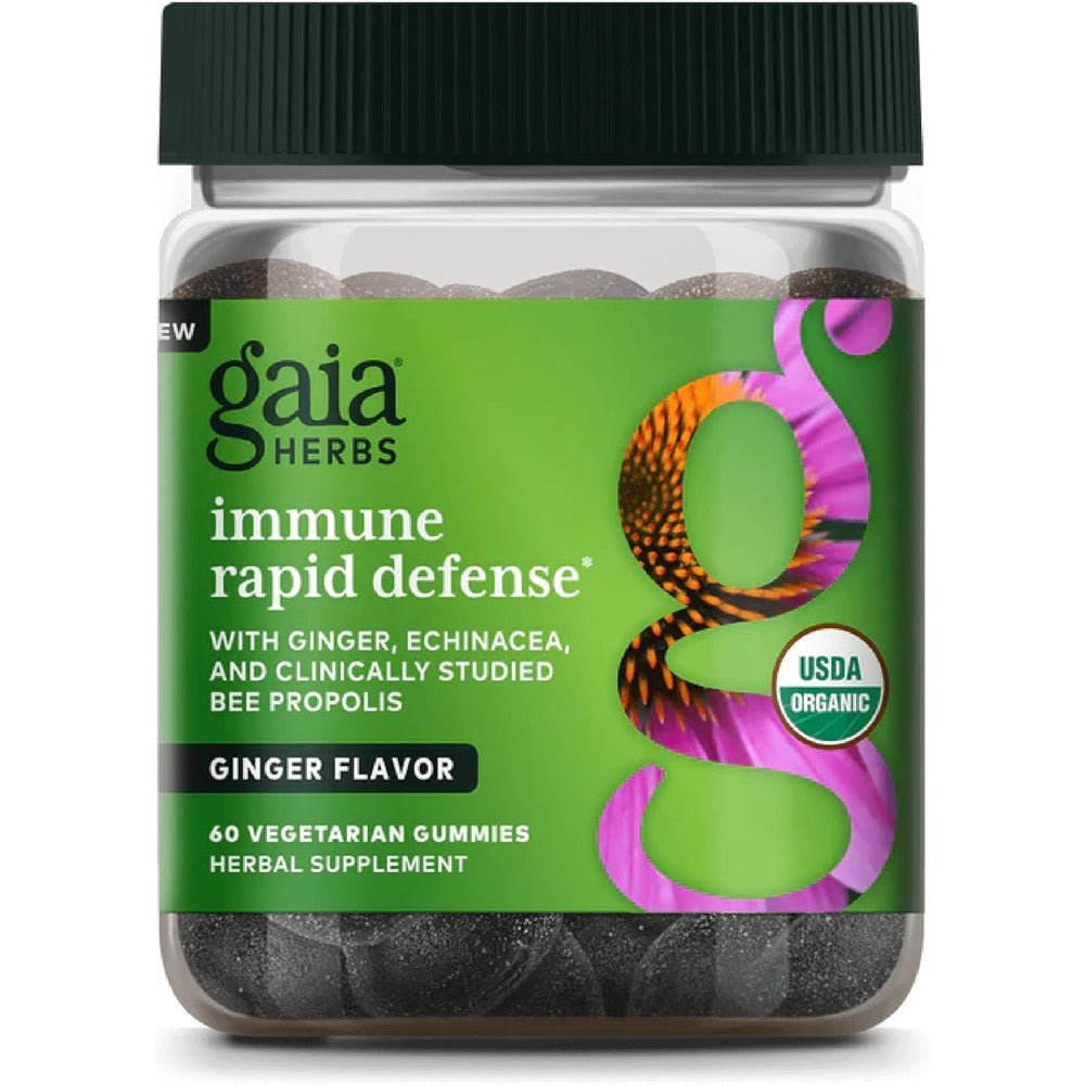 Gaia Herbs Organic Rapid Defense Immune Support front bottle view