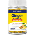 Enzymedica Ginger and Vitamin B6 Gummies 60 Count front view bottle for natural nausea relief.