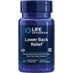 Life Extension Lower Back Relief 60 vegetarian capsules front bottle view for muscle flexibility support