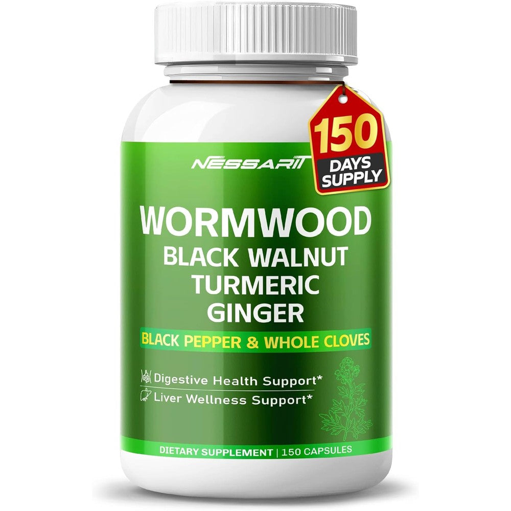 NESSARIT Wormwood 8700mg bottle front view showing high potency herbal supplement details for digestive health.