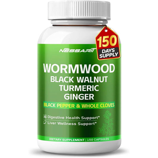 NESSARIT Wormwood 8700mg bottle front view showing high potency herbal supplement details for digestive health.