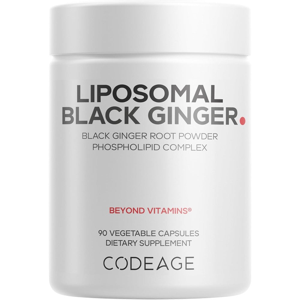 Codeage Liposomal Black Ginger bottle front view showing 500 mg serving size