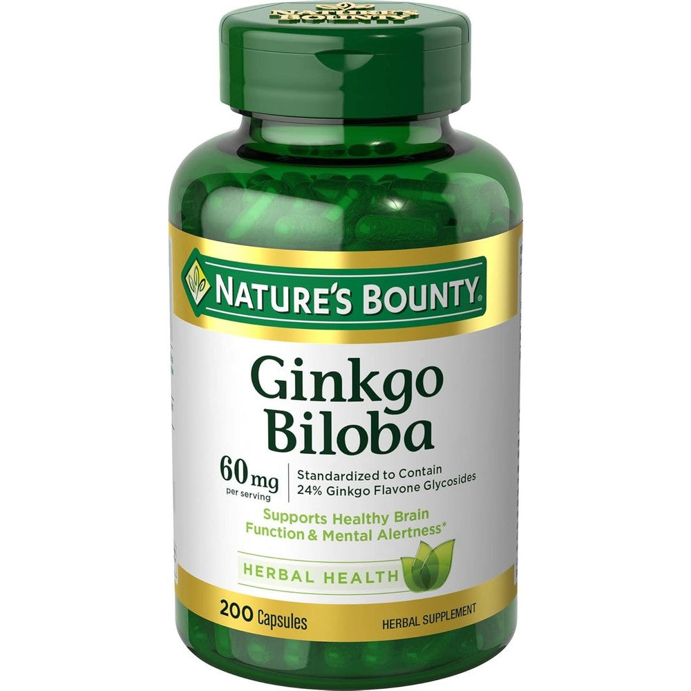 Nature's Bounty Ginkgo Biloba 60mg herbal supplement for cognitive wellness