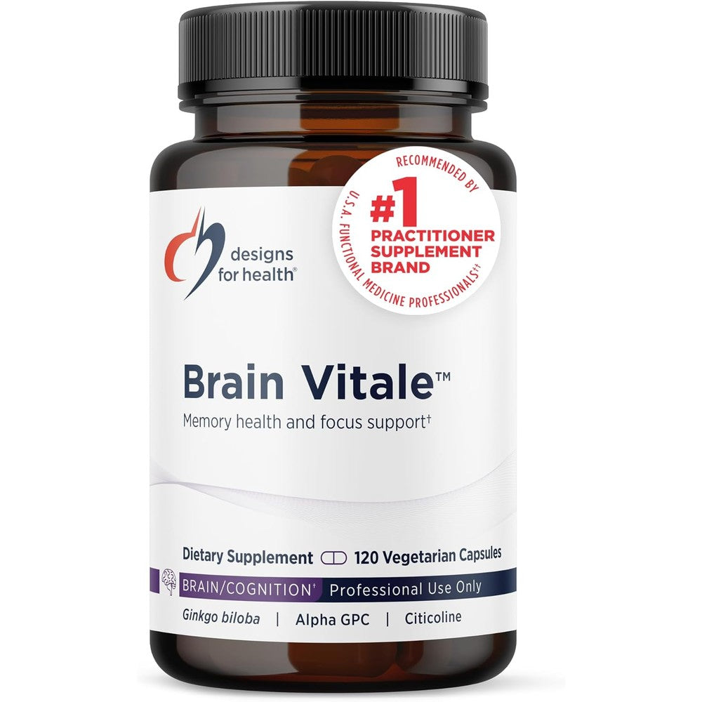 Designs for Health Brain Vitale 120 capsules front bottle view premium nootropic supplement