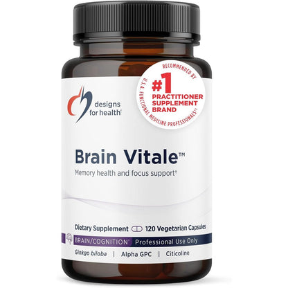 Designs for Health Brain Vitale 120 capsules front bottle view premium nootropic supplement