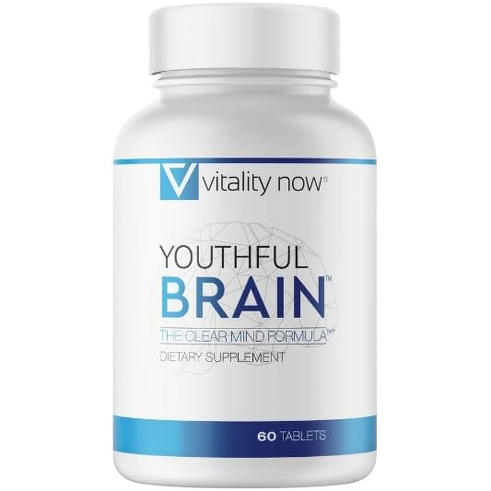 Vitality Now Youthful Brain 60 tablets front view bottle of memory support supplement