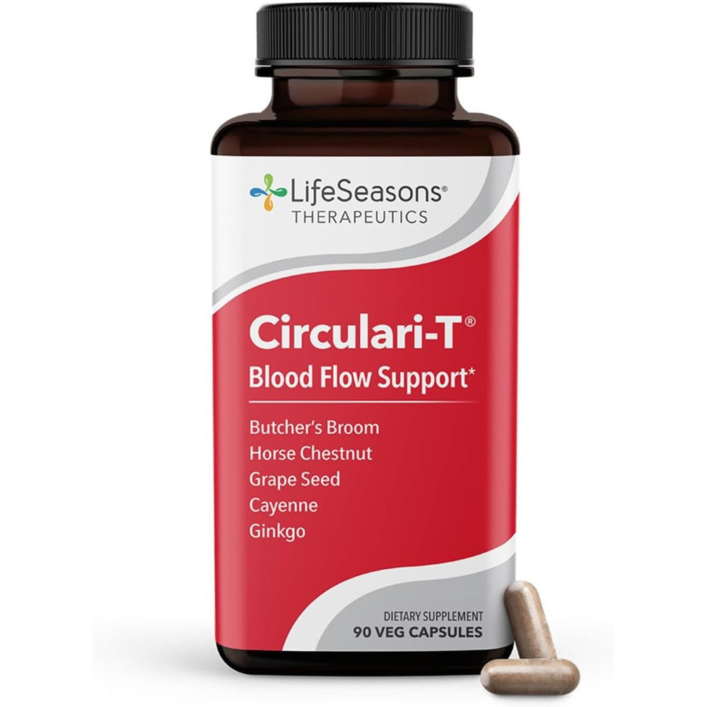 LifeSeasons Circulari-T Blood Circulation Support 90 capsules bottle front view for vascular health