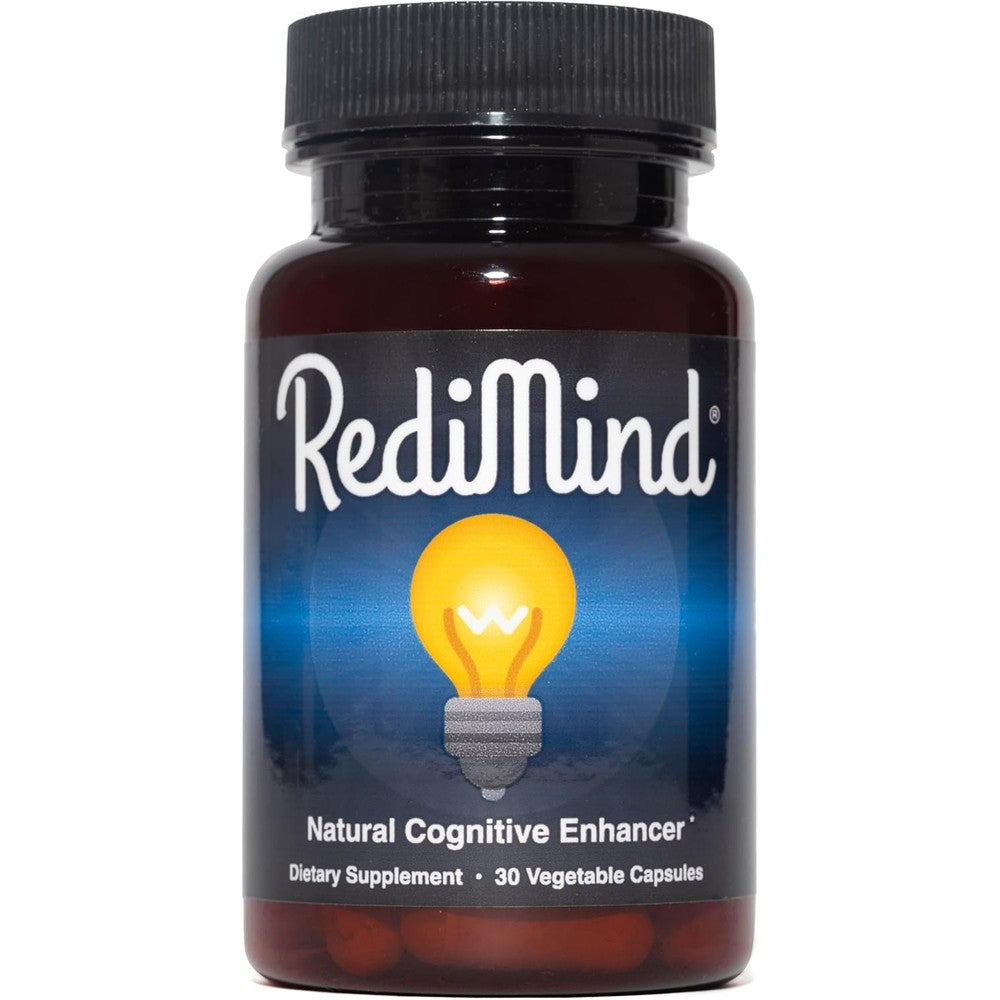 RediMind Natural Cognitive Enhancement Supplement 30 veggie capsules front bottle view