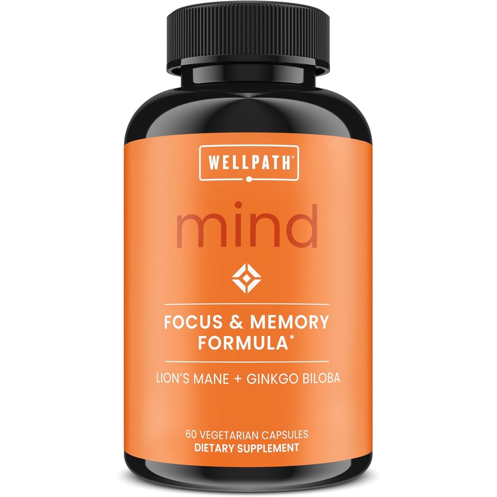 WellPath Mind Brain Supplement bottle front view showcasing memory and focus benefits.