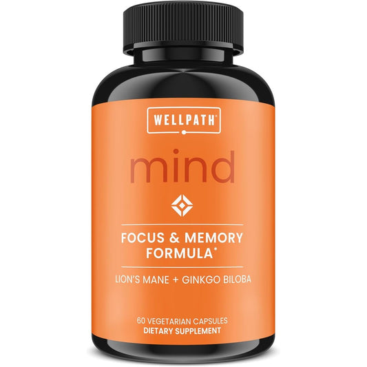 WellPath Mind Brain Supplement bottle front view showcasing memory and focus benefits.
